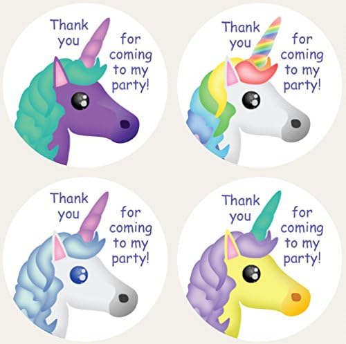 Unicorns - Thank you for coming to my party! - pack of 30 1.5 inch stickers