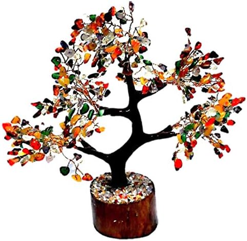Shri Balaji Enterprises Gem Stone Crystal Bonsai Fortune Tree (Multicolour)