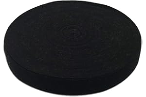 BORNFEEL Natural Cotton Twill Tape 50 Yards 1 Inch Bunting Bias Tape Herringbone Webbing Tape Roll for Apron Sewing Dressmaking Craft (Black)