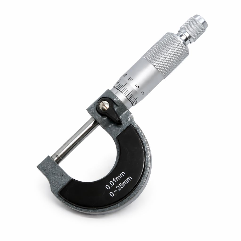 External Micrometer Metric 0-25mm High Precision with Carbide Tipped Anvils Metalworking Engineering and Mechanic Car Repair Precise Measuring Tool TOPWAY 401301