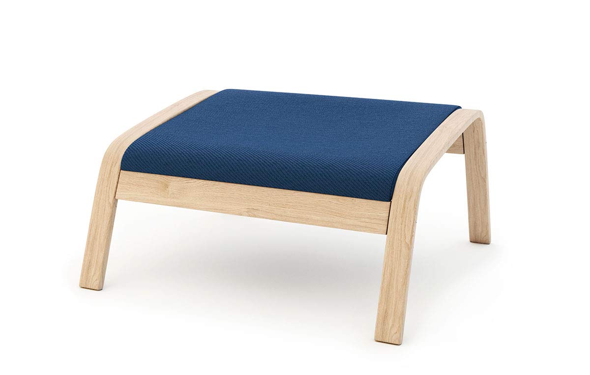Vinylla Armchair Replacement Cover Made for Ikea Poang Chair (Footstool Design 2, Cotton - Blue)