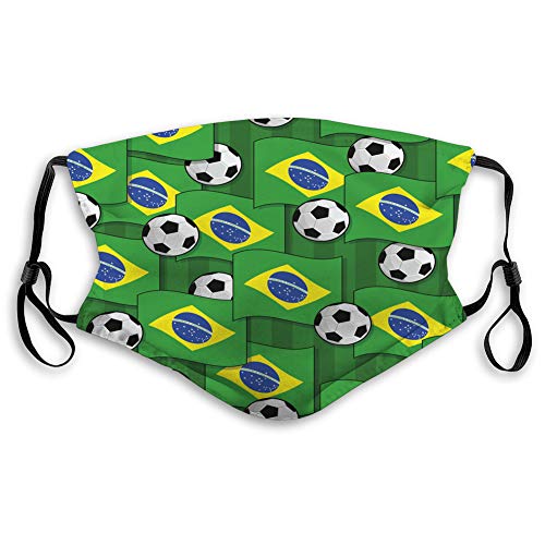 NYNELSONG Anti-polvo, transpirable, reutilizable, cubierta de boca para exteriores, boceto deportivo, fútbol, ??patrón sin costuras, cubiertas deportivas