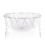 Frying Colander Oil 10 inch Chef Basket Strainer Stainless Steel Foldable Strainer Steam Rinse Strain French Deep Fry Food ColanderÂ Steamer w/ Handle French Wire Kitchen Cooking Tool & eBook
