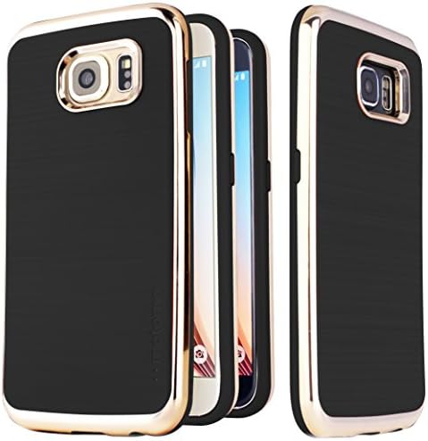 Galaxy S6 Case, Motomo INO Line Infinity Curved Metal Bumper TPU Case for Samsung Galaxy S6 (STONE BLACK CHROME GOLD)