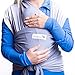 Best Baby Carrier Sling Wrap for Moms - Original Grey Cotton Quality Material - Comfortable, Durable, Fashionable - For Mothers with Infant Newborn to 35lbs Babies - Shower Gift - By Belephant Baby