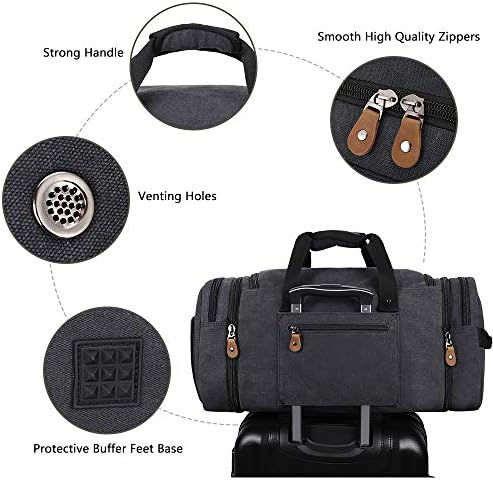 Plambag Travel Duffle Bag with Shoe Compartment 60L Canvas Duffel Overnight Weekend Bag(Dark Gray) 7 Plambag Travel Duffle Bag with Shoe Compartment 60L Canvas Duffel Overnight Weekend Bag(Dark Gray)