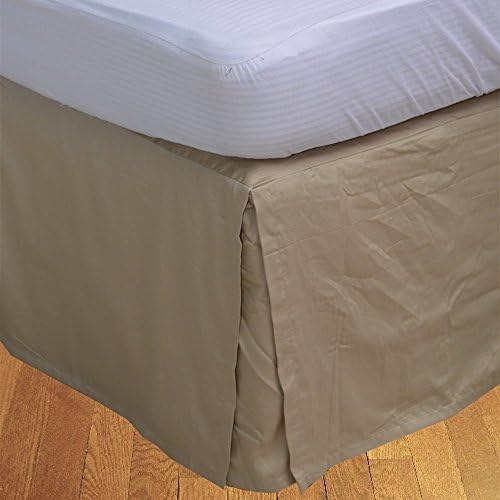 Vedanta Home Collection Hotel Quality 700-Thread-Count Egyptian Cotton Queen Size One Piece Split Corner Bed Skirt 16 Inch Drop Length Taupe Solid