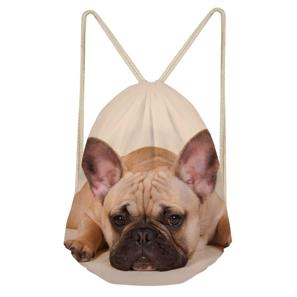 Showudesigns French Bulldog Cinch Gym Bags Kids Girls Boys String Drawstring Backpack