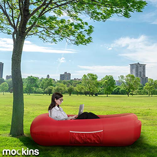 Mockins Red Inflatable Lounger Air Sofa Perfect for Beach Chair Camping