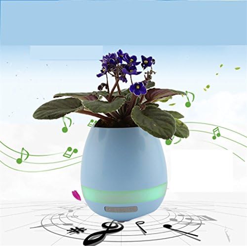 SZFAST Music Flowerpot Touch Plant Piano Music Playing Flowerpot Smart Multi-color LED Light Round Plant Pots Bluetooth Wireless Speaker (whitout Plants) (One Size, Blue)