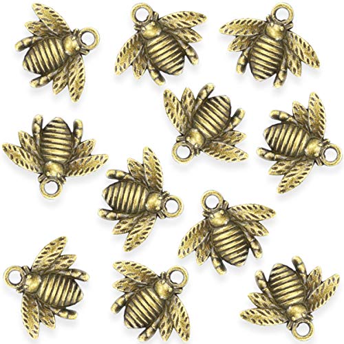 Faxco 100 PCS Metal Bee Charm Pendants, Alloy Insect Metal Pendants, Honey Bee Charms Collection for Jewelry Making, DIY Decorations - Thumbnail 2
