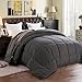 All Season Queen Goose Down Alternative Quilted Comforter with Corner Tabs - Hypoallergenic -Double Plush Fabric -Super Microfiber Fill -Machine Washable - Duvet Insert & Stand-Alone Comforter - Grey