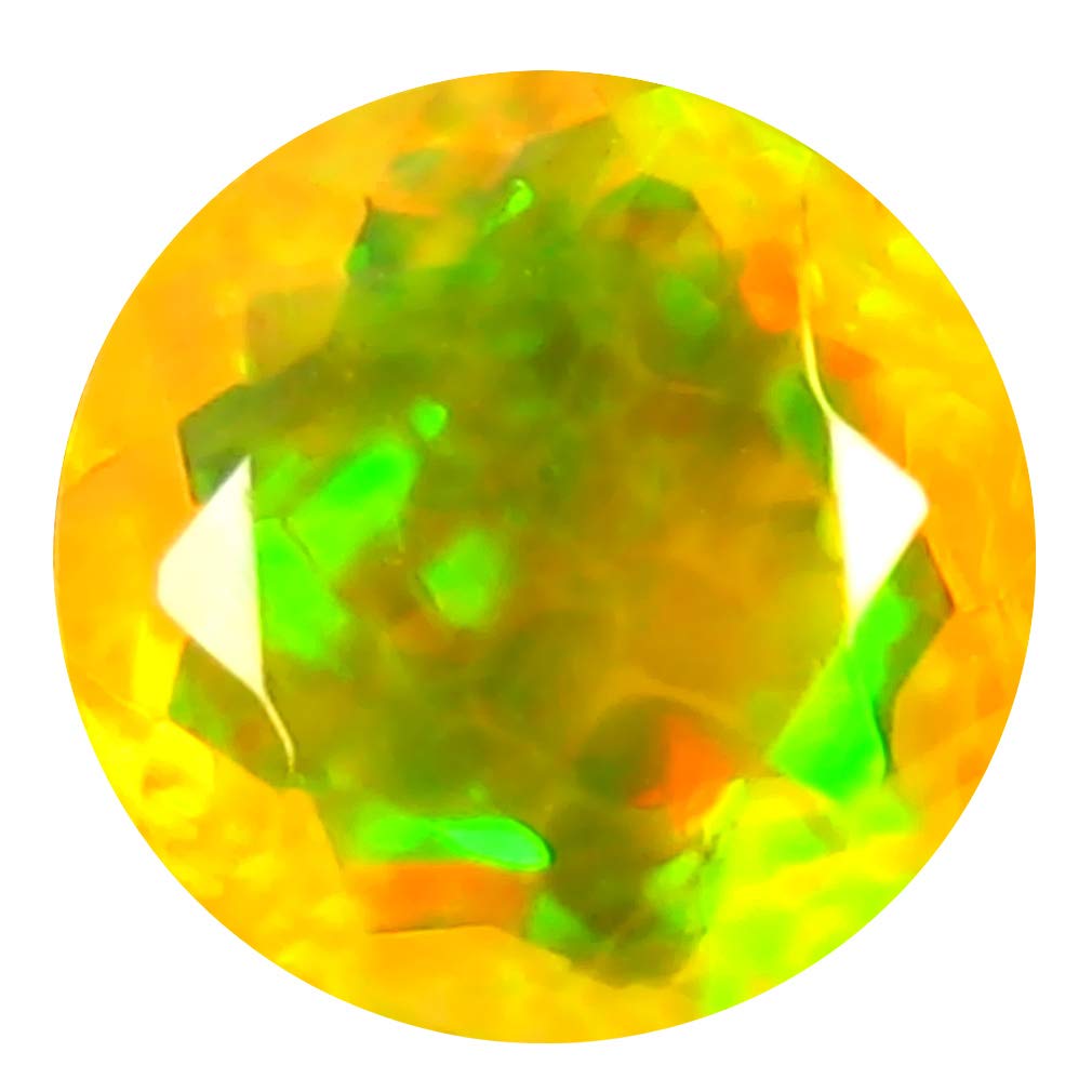 1.24 ct Round Cut (8 x 8 mm) Un-Heated Transparent Quality Ethiopian Welo Rainbow Opal Natural Loose Gemstone