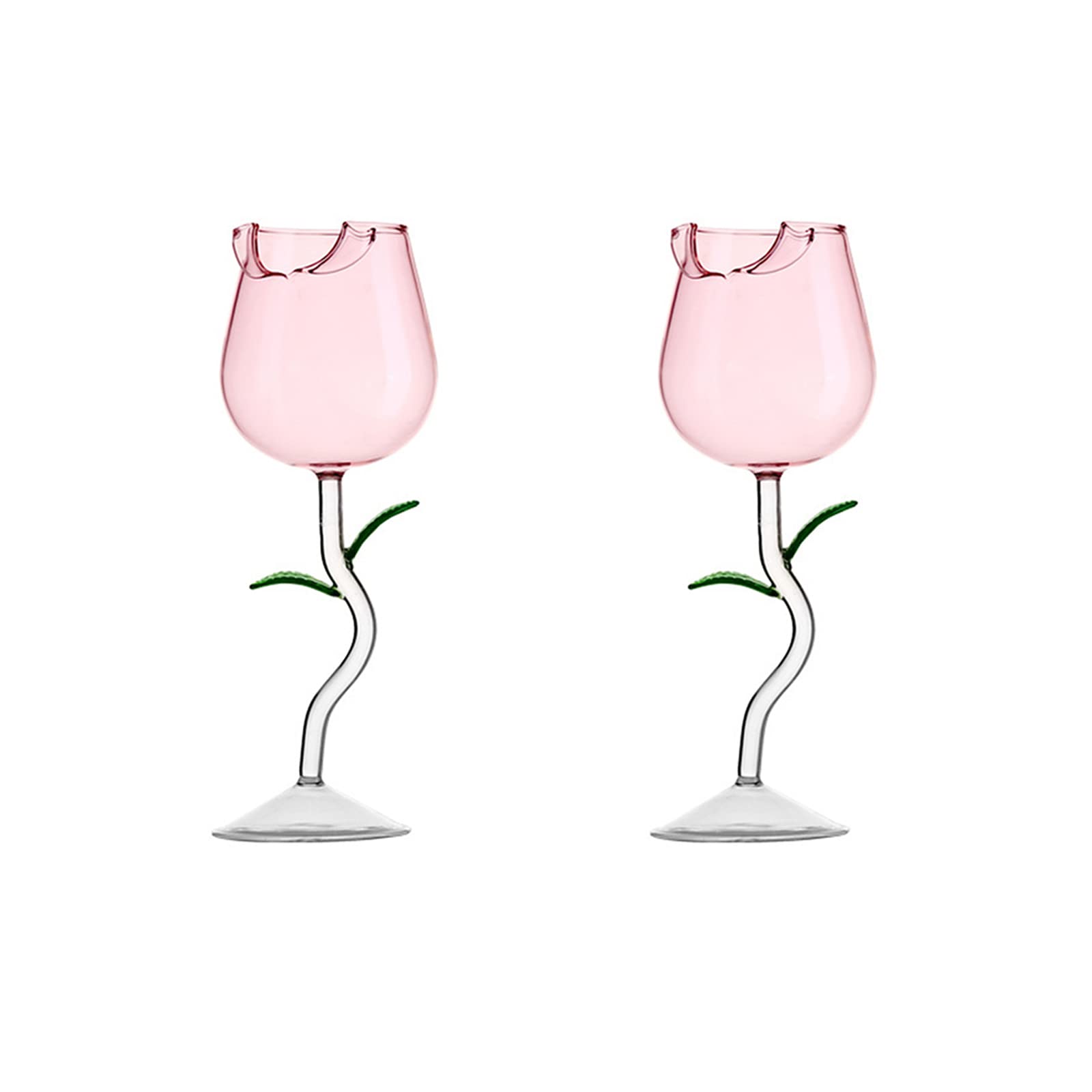 HanOBC 150ml Creative Rose Flower Wine Glasses Set of 2, Crystal Red Wine Glasses, Rose Flower Goblet Wine Cocktail Juice Glass for Party Wedding Festival