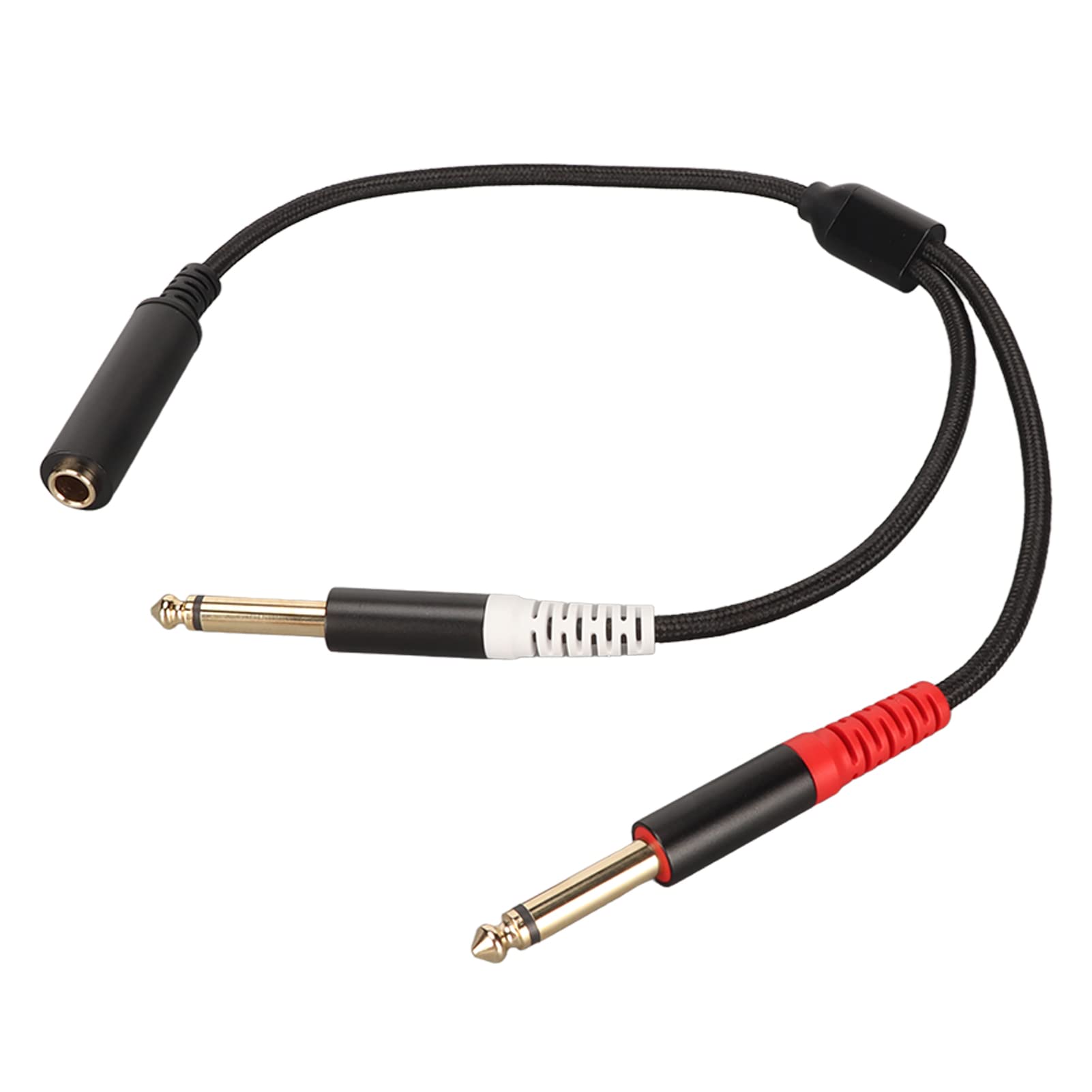 1/4 inch Stereo Splitter Y Cable, 6.35mm Male Plug to Dual 6.35mm Female Jacks Gold Plated Plug Aluminum Alloy Shell Stereo Audio Y Splitter Cable Adapter