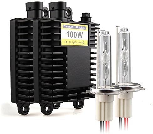 Wayrank 100W H7 HID Xenon Conversion Kit With Premium Black Ballasts - 6000k - 1 Year Warranty