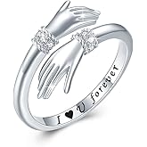 Hug Ring for Women S925 Sterling Silver Adjustable Come to My Arm Inspirational Encourage Rings Hand Open Thumb Ring''Give Me a Hug'' Embrace Ring Aniversarry Jewelry Birthday Gift for Mom Daughter Friends
