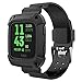 UMTELE Compatible for Fitbit Versa & Versa Lite Bands and Case, [Rugged Pro] Resilient Protective Case with Replacement Wristband Strap for Fitbit Versa (Black+Black)