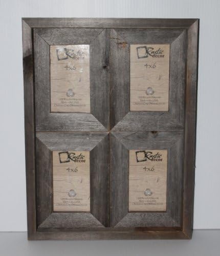 4x6-2.5" Wide Reclaimed Rustic Barnwood Collage Photo Frame - Holds 4 Photos