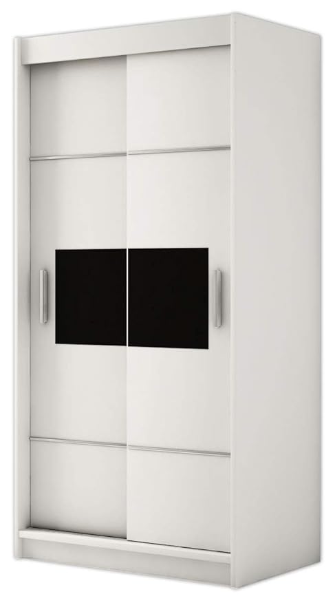 Kryspol Schwebetürenschrank Renato 6 100 Kleiderschrank mit Lacobel, Kleiderstange und Einlegeboden Schlafzimmer- Wohnzimmers