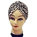 Pusheng Radiant Pleated Stretchable Polyester Bathing Turban Hat Head Cover Sun Cap Leopard