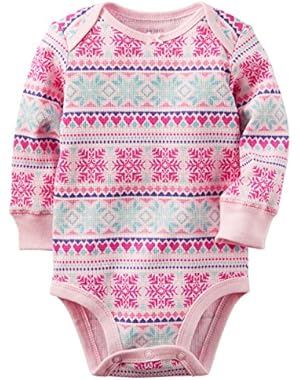 Baby Girl Thermal Fair Isle Bodysuit