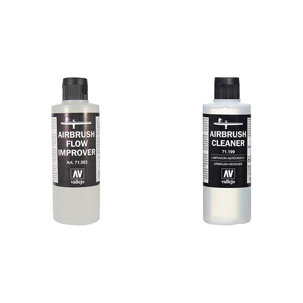 Vallejo 200 ml Flow Improver Airbrush Model Air Bottle & Model Air 200 ml Airbrush Cleaner