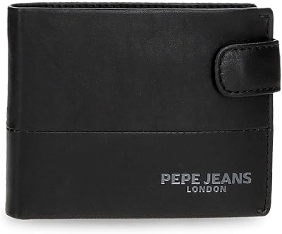 Ithaca Cartera Horizontal con Cierre de Clic Negro 11x8,5x1 cms Piel by Joumma Bags