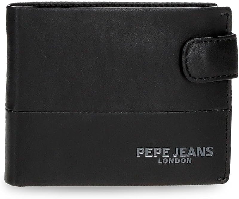Itaca Portafoglio orizzontale con chiusura a scatto nero 11 x 8,5 x 1 cm Pelle by Joumma Bags