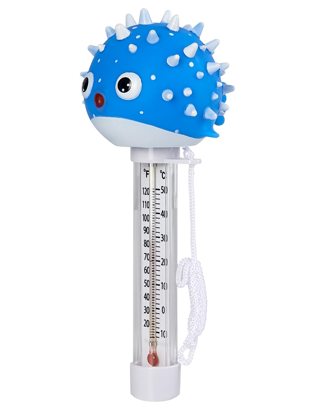 INCETUE Floating Pool Thermometer, Easy-Read Water Temperature Gauge with String for Swimming Pools, Ice Baths, Hot Tubs, Cold Tubs, Ponds, and Spas (Pufferfish)