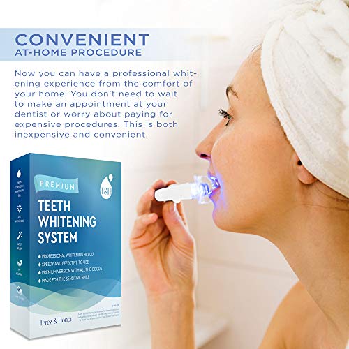 Premium Teeth Whitening System - LED Light, 35% Carbamide Peroxide, Reminerilization Gel - Beautiful White Smile - Thumbnail 2