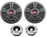 Lanzar OPTI8MI 8-Inch 800W MidBass Mid Speakers with 2) OPTIBT44 Super Tweeters (Pair)