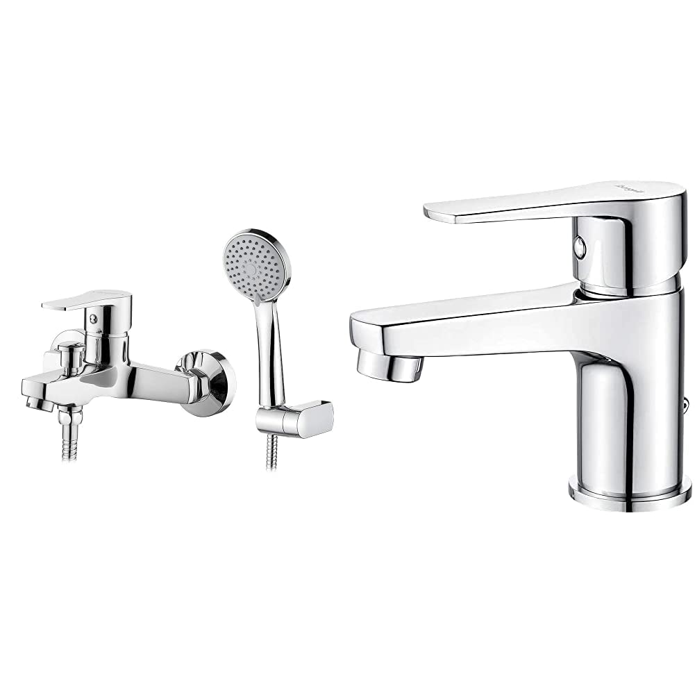 Ibergrif-M13057-Star-Conjunto-de-Grifo-para-Banera-Mezclador-de-Bano-Ducha-Monomando-para-Instalacion-en-Pared-Cromo