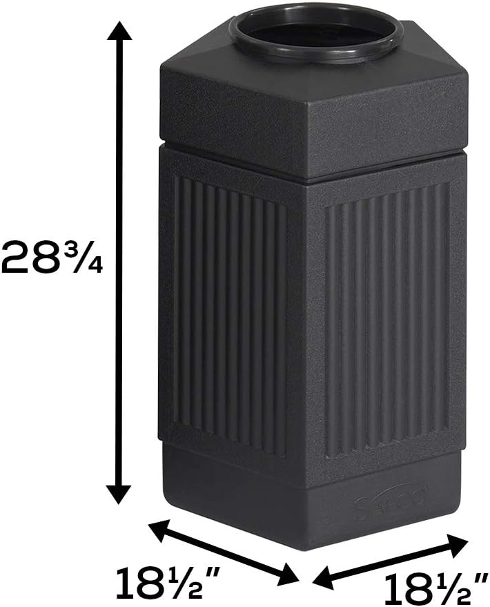 Safco Products Canmeleon Outdoor/Indoor Open Top Pentagon Trash Can , Black, Five Fluted Panels, 30-Gallon Capacity: Office Products