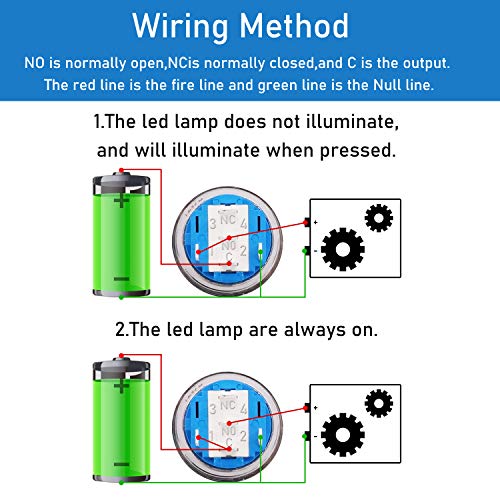 TWTADE/16MM 12V Car Horn Button Blue LED Lighted Momentary Metal