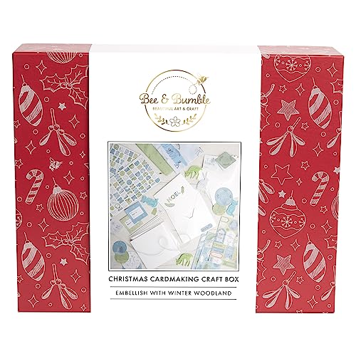 Bee & Bumble Kit de manualidades de tarjetas de Navidad, país de las maravillas de invierno, caja de suministros de papel, para álbumes de recortes, hacer tarjetas personalizadas hechas a mano para