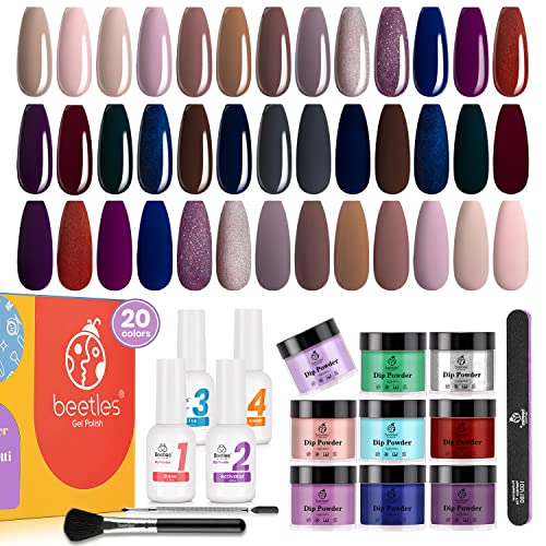 Beetles 20 Colors Manhattan Collection Nail Dipping Powder with 4 Dip
