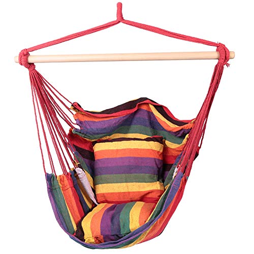 TANKE Canvas Outdoor Hängesessel Sitzkissen Hollywoodschaukel mit Kissen für Camping Garten