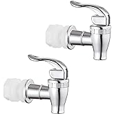 Walkinginrain Replacement Spigot for Beverage Dispenser,Push Style Spigots,Water Dispenser Replacement Spout Silver 2 Pack