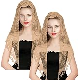 BOARDFEB 2 Pcs Mass Veil Triangle Mantilla Cathedral Head Covering Chapel Veil Latin Scarf Latin Mass Head Covering Veils