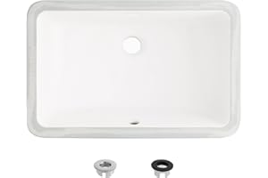 Stylish Ceramic Porcelain Bathroom Sink 18 x 12 Inch Rectangular Undermount Bathroom Sinks Shiny Enamle Glaze Finish with Chr