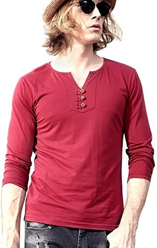 XShing Mens Long Sleeves Cotton Henley T Shirts Casual Thermal Cotton Shirt