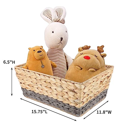 CINWEN Water Hyacinth Woven Storage Basket,Hand-woven Rattan Home Storage Basket,Miscellaneous Basket,Wicker Woven Laundry Hamper Dirty Clothes Storage Basket,for Towels Wash ClothToilet Paper