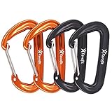 Favofit 12KN Heavy Duty Aluminium Carabiners (Weight Limit at 2697 lbs Each), Non-Locking Wiregate Carabiner Clips for Hammock, Camping, Hiking, Backpacking, Keychain, Dog Leash & Harness etc, 4 Pack
