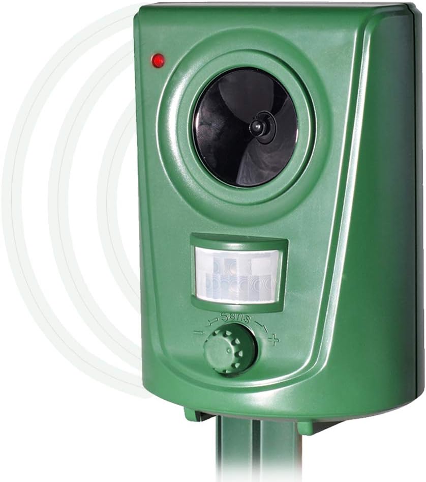 Ultrasonic Pest Repeller Animal Deterrent Outdoor Pest Control Battery for Cat Dog Deer Bird Rabbit Raccoon Pigeon Rodent Squirrel
