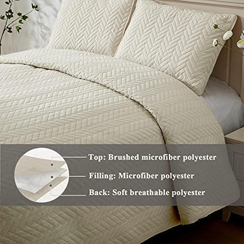 SEMECH Queen Beige Quilt, Queen Sized Bedspread, Beige Bedspread Quilt