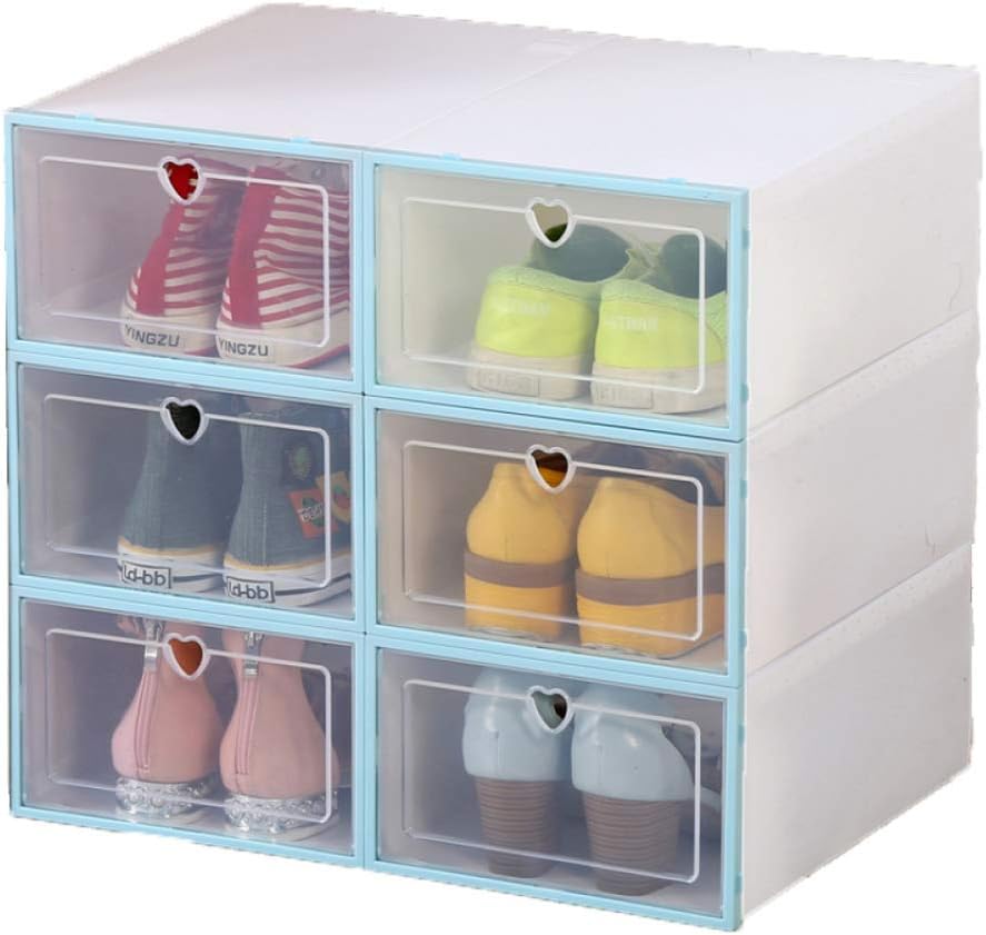 ZAOFENG 12pcs Shoe Boxes Storage Drawer Clear Plastic Foldable