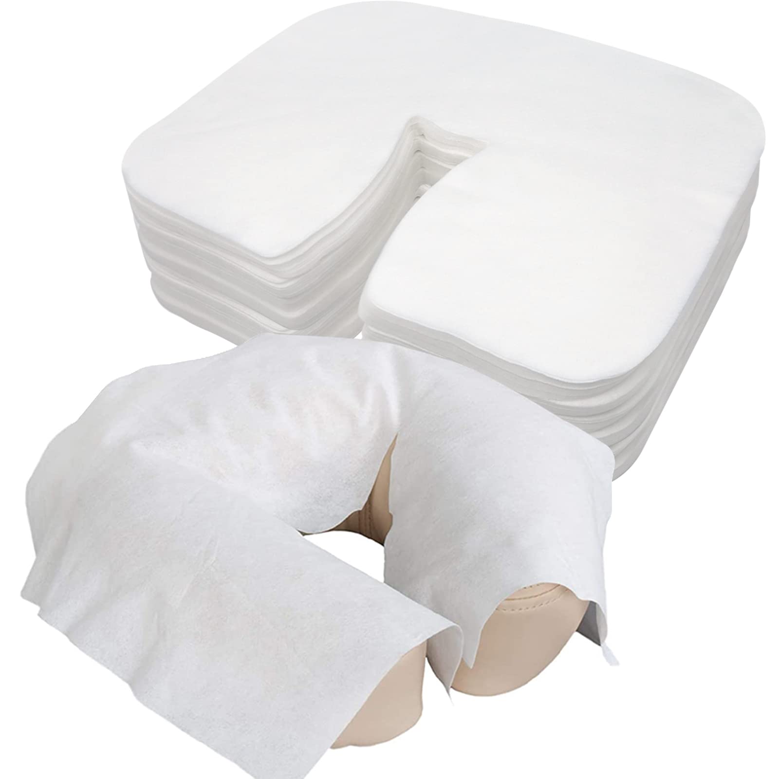 200pcs Disposable Face Cradle Covers for Massage Tables, Tvvcalk Massage Disposable Face Covers, Soft Breathable Face Rest Covers for Massage Bed, SPA, Non Woven, 14.17 x 10.6 inches/ 36 x 27cm