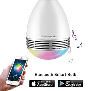 LIGHTSTORY Bluetooth Smart LED Bulb, BL06A E26 8W 6500K Multicoloured Dimmable Smart Light Bulb, Smart Bluetooth Speaker For iOS/Android