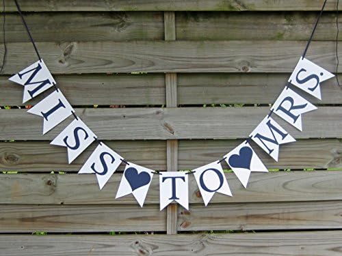 Miss To Mrs banner - Navy and White Bridal Shower Decoration